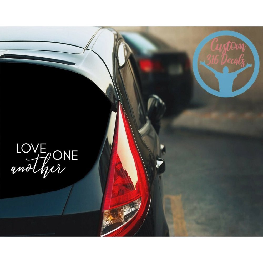 Love One Another Christian Decal Sticker Jesus Christ Savior Bible Verse Car